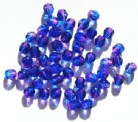 50 6mm Faceted Two Tone Sapphire & Fuchsia Beads